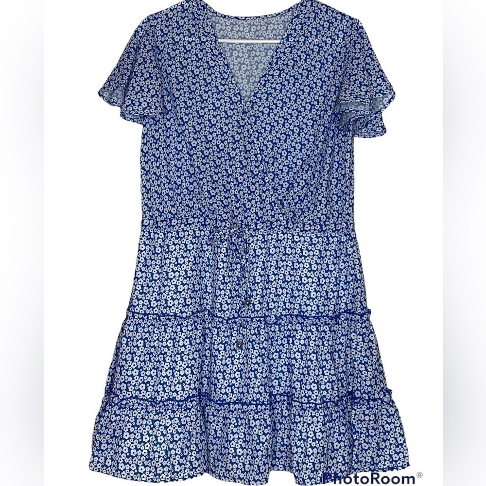 EURAMERICAN FLORAL PRINT SUMMER DRESS FLOUNCY EDGE SIZE MEDIUM - Picture 6 of 12